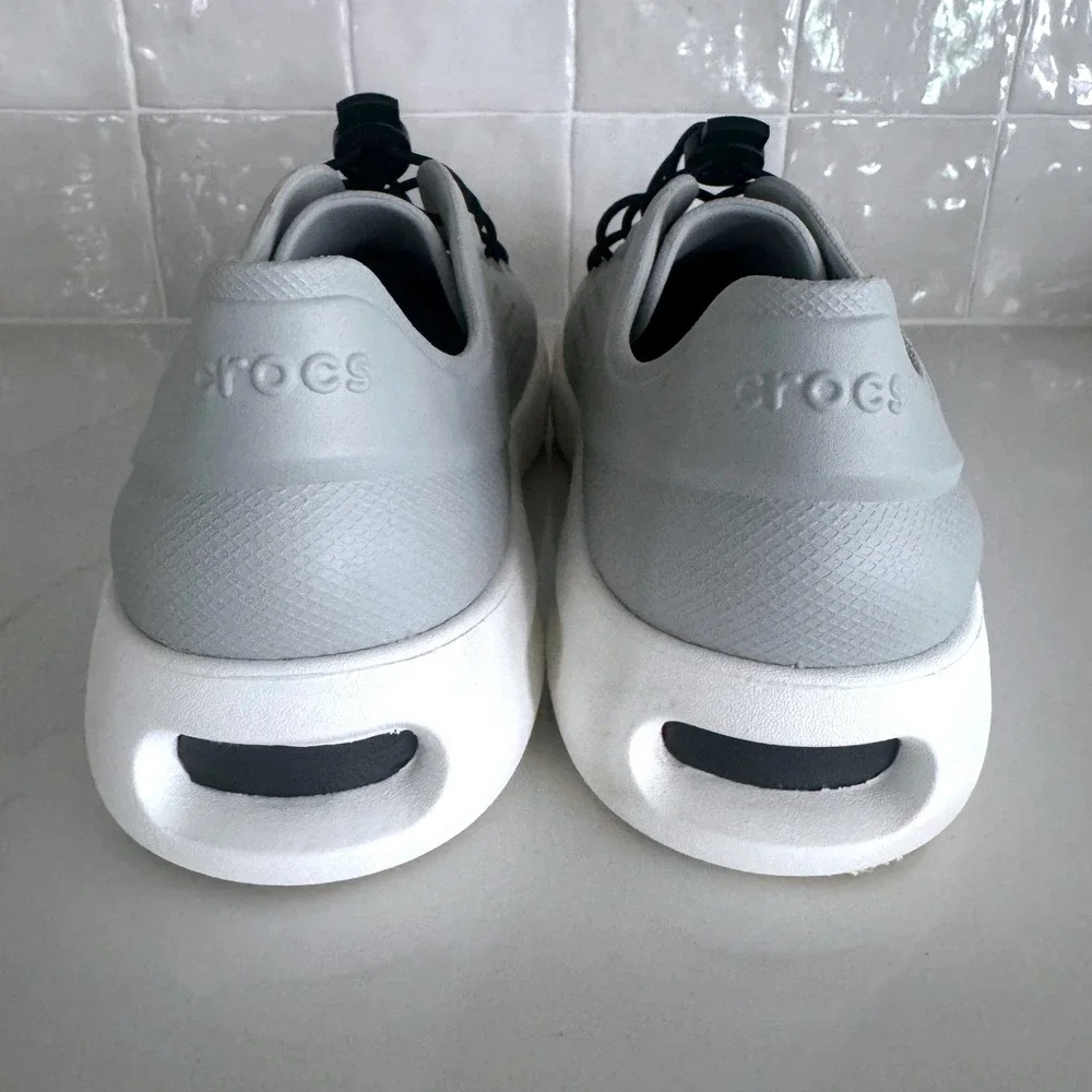 Crocs LiteRide InMotion Pacer Sneaker Men 10 Grey Bungee Lace Breathable Comfort